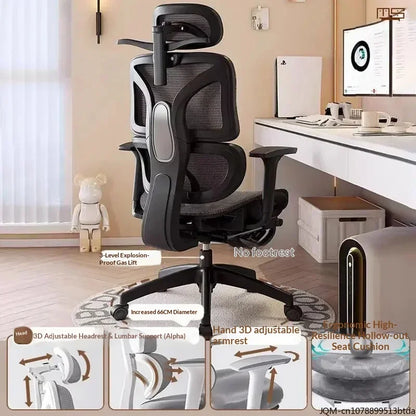 Ergonomic Study Chair High Back Office Chair with Lumbar Support, Adjustable Computer Desk Chair, Comfortable Home Work Chair with Armrests