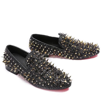 Modne niebieskie mokasyny z ćwiekami dla mężczyzn – luksusowe, ręcznie wykonane, wsuwane, eleganckie buty męskie, buty ślubne