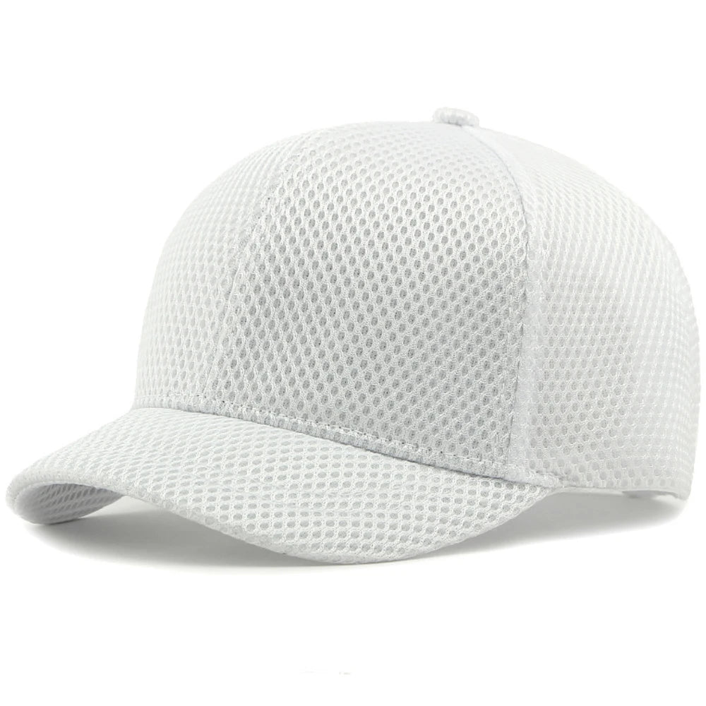 HT4828 Casquette de baseball à visière courte de 5 cm pour homme, 6 panneaux, en maille respirante, style « trucker », pour hommes et femmes, unie, à fermeture à pression