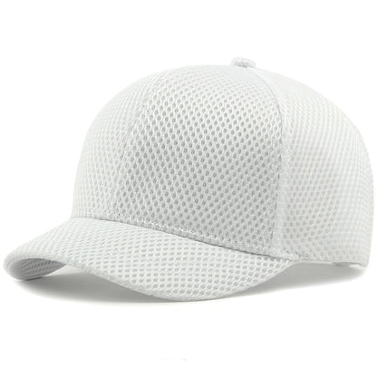 HT4828 Casquette de baseball à visière courte de 5 cm pour homme, 6 panneaux, en maille respirante, style « trucker », pour hommes et femmes, unie, à fermeture à pression