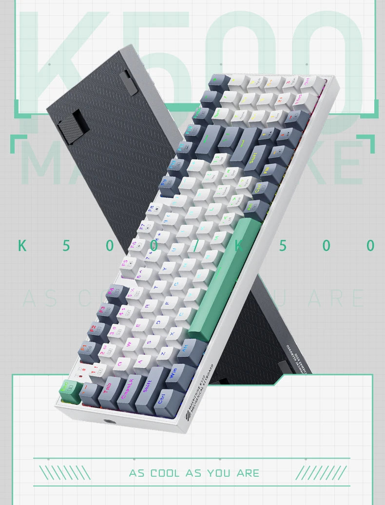 MACHENIKE K500-B94 Mechanical Keyboard Wired Gaming Keyboard, 94-Key Hot Swappable RGB Mechanical Keyboard with PBT Keycaps, Compact 90% Gaming Keyboard for PC & Laptop