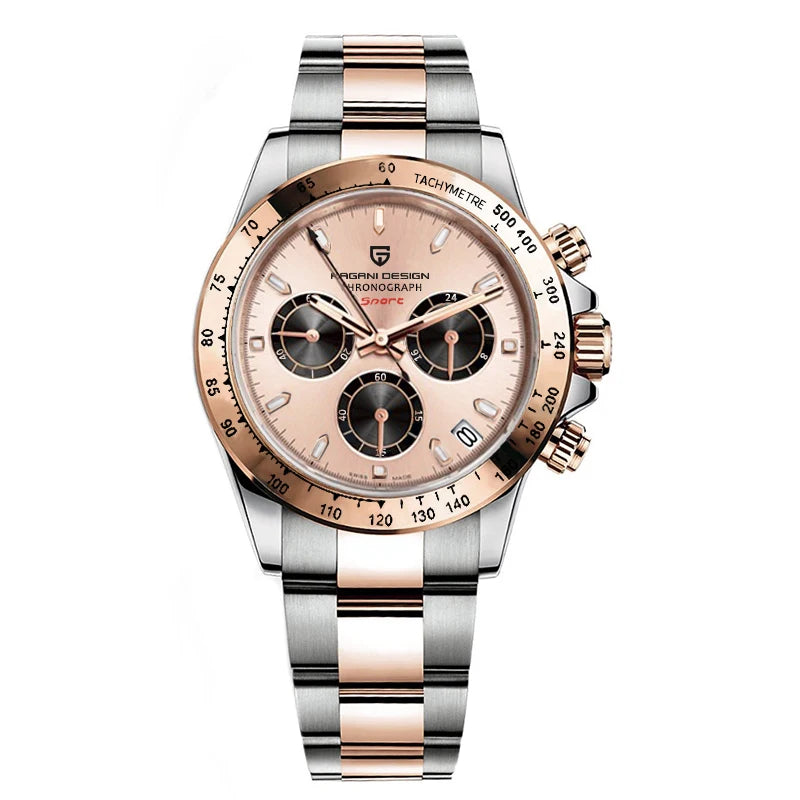 Zegarek męski PAGANI DESIGN – model z kolorowymi tarczami, luksusowy zegarek kwarcowy na rękę, chronograf wyposażony w mechanizm