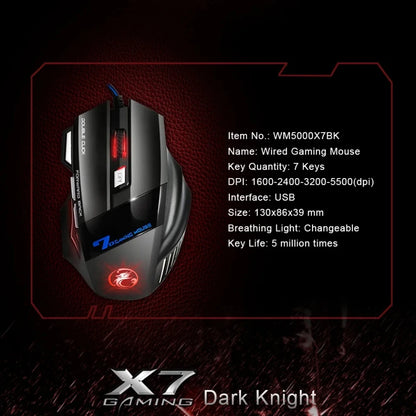 RGB Wired Gaming Mouse USB Ergonomic Gaming Mouse with 7 Buttons, 5500 DPI, Silent Click, RGB Backlit Wired Gaming Mouse for PC & Laptop