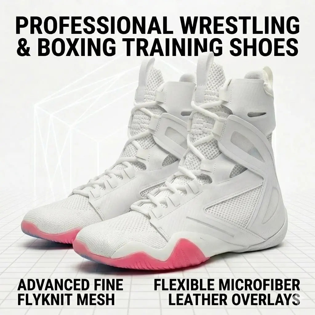 High Top Wrestling Shoes Breathable Knitted Boxing Boots Lightweight Combat Training Sneakers Unisex for Men Women Martial Arts