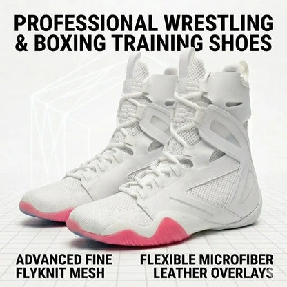 High Top Wrestling Shoes Breathable Knitted Boxing Boots Lightweight Combat Training Sneakers Unisex for Men Women Martial Arts