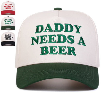 Cappellini da baseball unisex con ricamo "DADDY NEEDS A BEER", per primavera e autunno, da esterno, casual, regolabili, cappellino da sole, cappellino sportivo