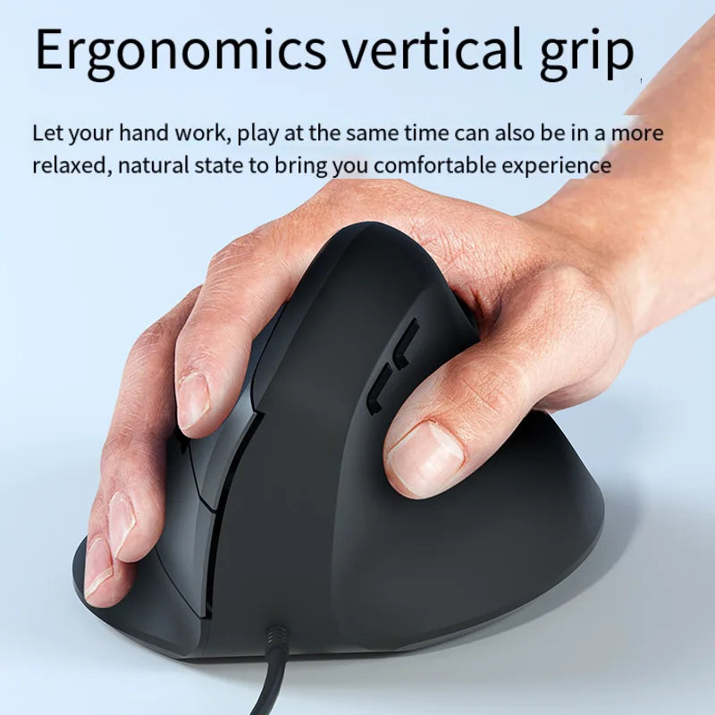 Wired Right Hand Vertical RGB Ergonomic Gaming Mouse, USB Optical Ergonomic Mouse with 3200 DPI, Vertical Wired Mouse for PC, Laptop & Computer