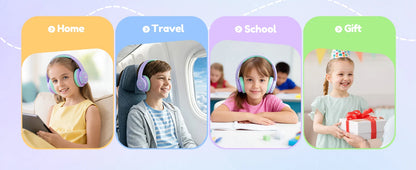 Acer Kids Bluetooth 6.0 Headphones with Mic, 75H Playtime, 85dBA Safe Volume Over-Ear Wireless Headphones, USB-C Fast Charging for iPad, Tablet & School