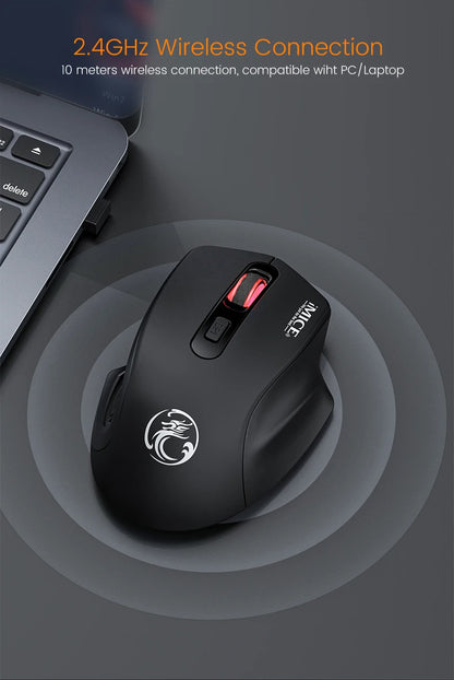 iMice Silent Rechargeable Wireless Mouse 2.4GHz, 1600 DPI Adjustable Wireless Mouse for PC, Laptop & Office, Quiet Click Ergonomic Computer Mouse