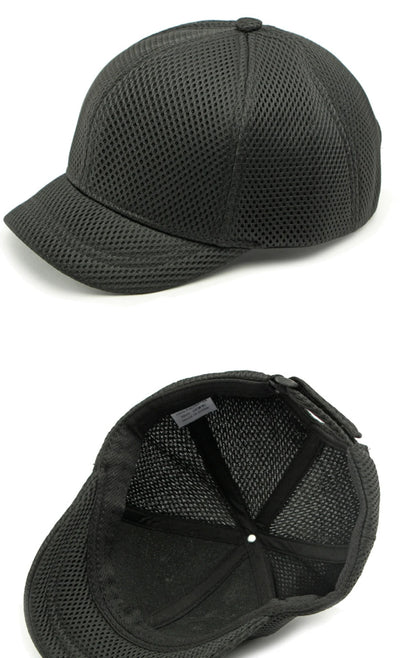 HT4828 Casquette de baseball à visière courte de 5 cm pour homme, 6 panneaux, en maille respirante, style « trucker », pour hommes et femmes, unie, à fermeture à pression