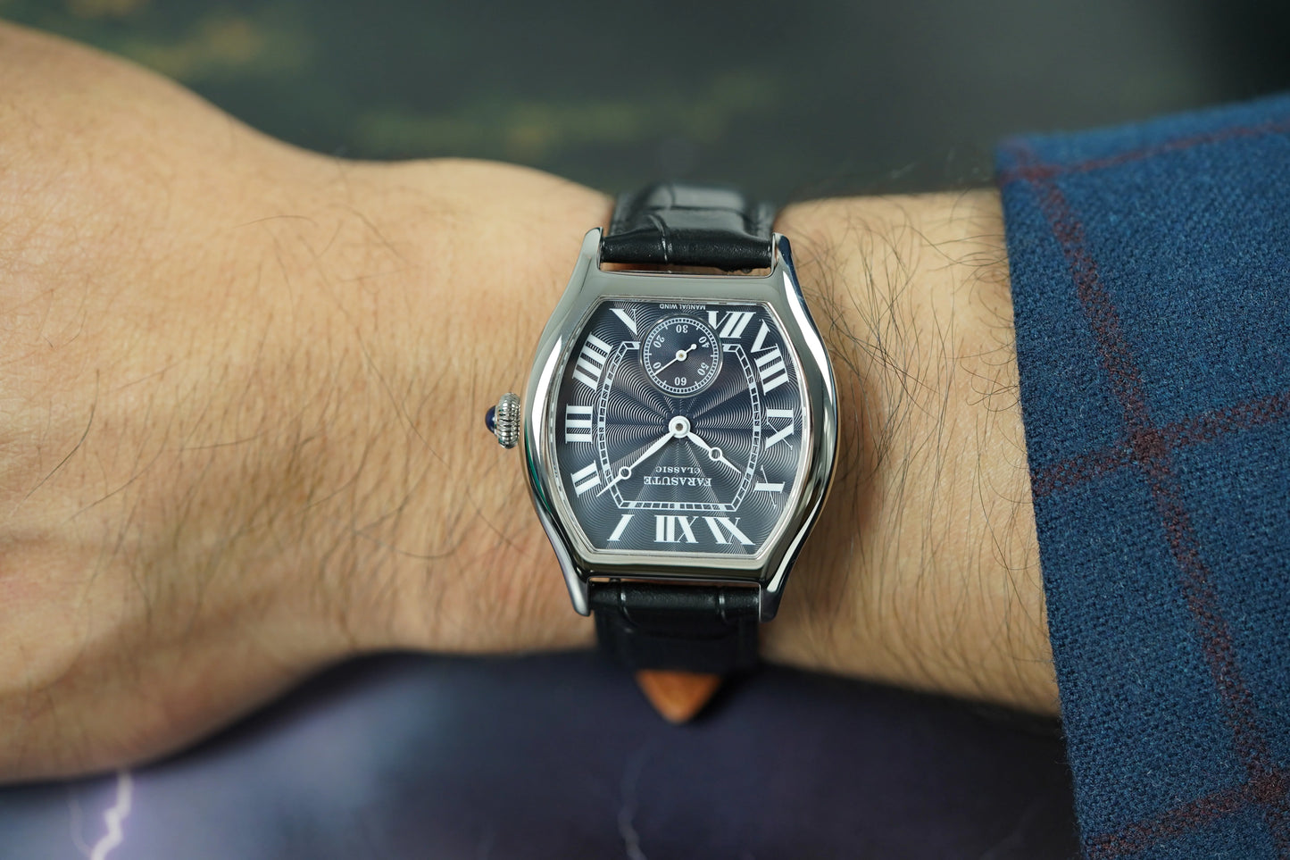 FARASUTE 36mm Retro Hangzhou Customized Manual Mechanical Movement Wristwatches Sapphire 5Bar Waterproof Watch Men reloj hombre