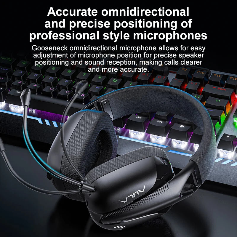 AULA S8 Gaming Headset with Three Mode Connection Lightweight Design Detachable Microphone Esports Headset