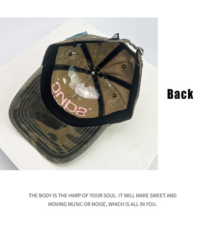 Casquettes de baseball unisexes de style américain, brodées de lettres CAMO, respirantes, style hip-hop, à visière, polyvalentes, tendance
