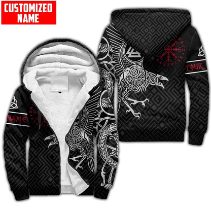 Odin Raven Fenrir Wolf Tattoo 3D Printed Mens Winter Thicker Zip Hoodie Unisex Casual Hooded Tracksuit Warm Fleece Jacket KD18