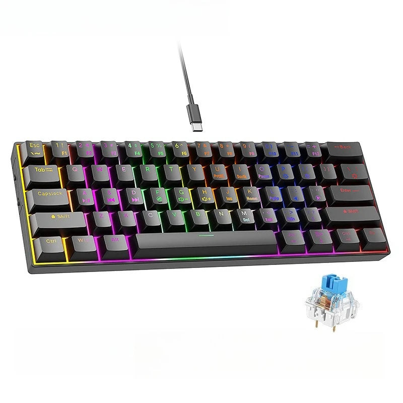 60% mechanical keyboard 61 key wired luminous gaming keyboards Gamer teclado para computadora pc ergonomic black white key board