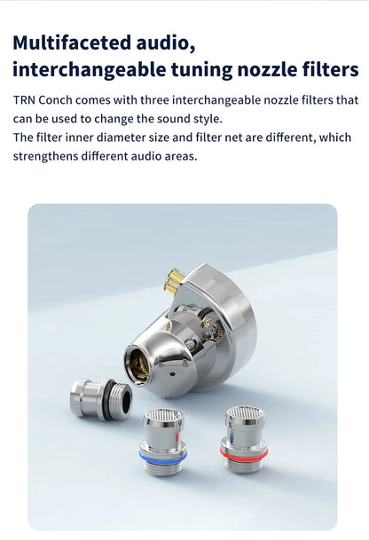 TRN Conch Lucky Bag In-Ear Monitors – DLC Diamond Dynamic HiFi Wired Earphones with Tuning Nozzle Filters for Xiaomi