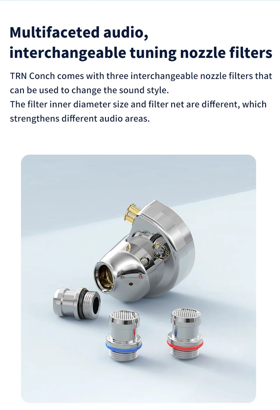 TRN Conch In-Ear Monitor Earphones – DLC Diamond Diaphragm Dynamic Driver HiFi Wired Earbuds with Tuning Nozzle Filters