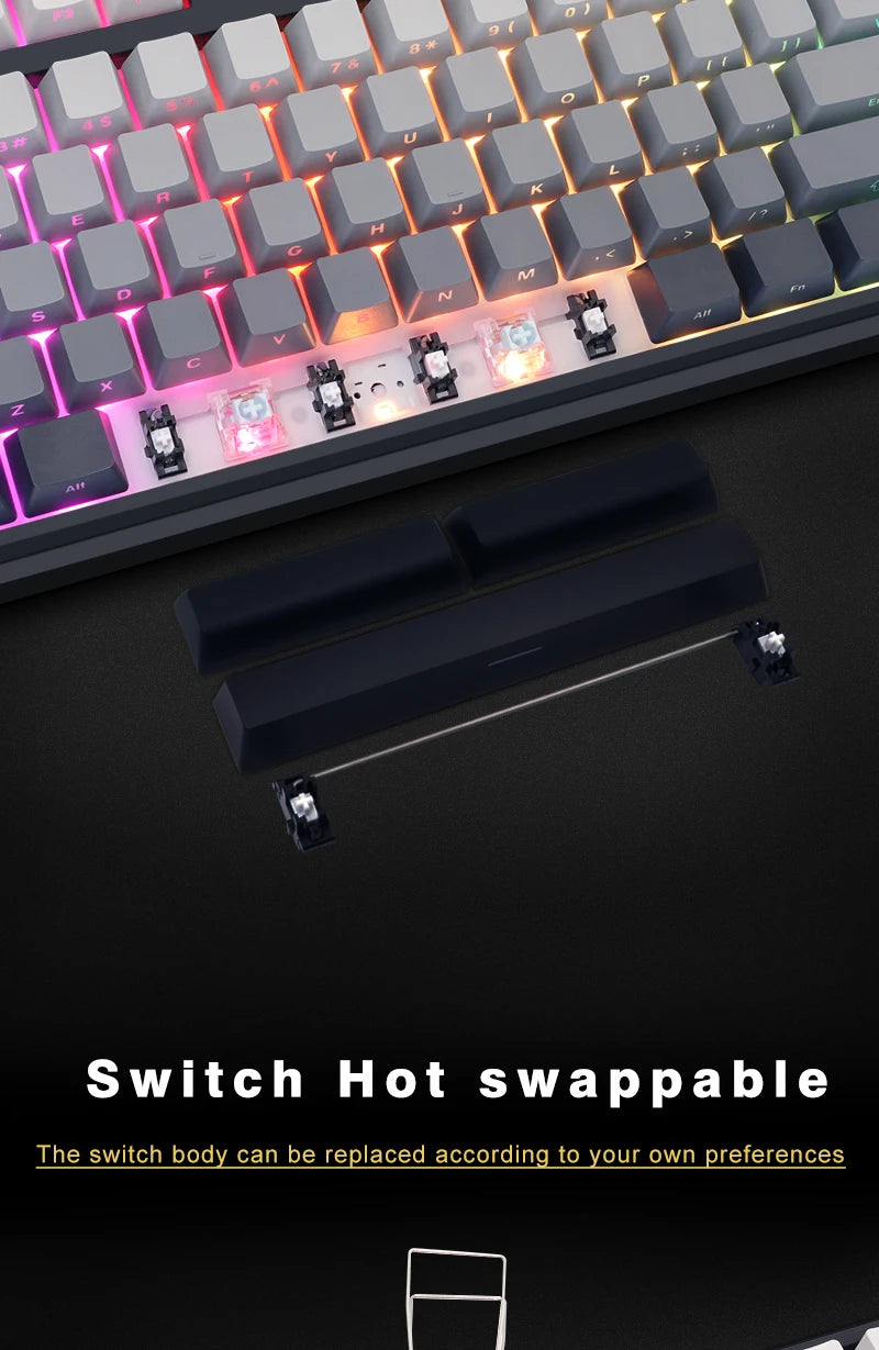 SKYLOONG GK104 Pro Wireless Mechanical Keyboard, 104-Key Custom Hot-Swappable RGB Gaming Keyboard with LCD Screen, Triple Mode Bluetooth/2.4G/USB-C Mechanical Keyboard