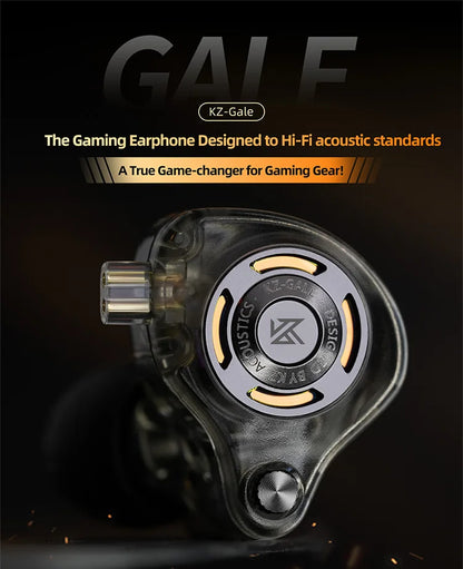 KZ Gale Gaming IEM Earphones – HiFi Super-Linear Driver In-Ear Monitor with Detachable Silver-Plated 2-Pin Cable