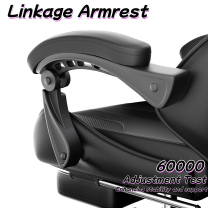 Ergonomic Gaming Chair with Footrest and Headrest, Adjustable Computer Office Chair with Reclining Backrest, Comfortable Desk Chair for Adults