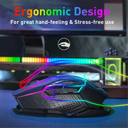 Wireless Gaming Mouse 2.4G Rechargeable Gaming Mouse with RGB Breathing Light, 2400 DPI, 6 Buttons, Instant Response Wireless Mouse for PC, Laptop & Gaming Switch