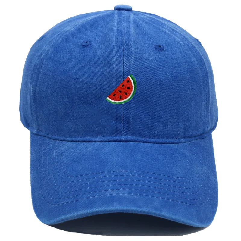 Printed Watermelon Baseball Cap Men's Washed Soft Top Retro Dad Hats Women's Casual Versatile Fashion Trend Duck Tongue Caps