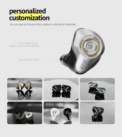 EPZ P50 Hybrid Driver HiFi IEM Earphones 1DD+2BA+2 Planar Drivers with 3.5mm/4.4mm Replaceable Plug & Silver-Plated Cable
