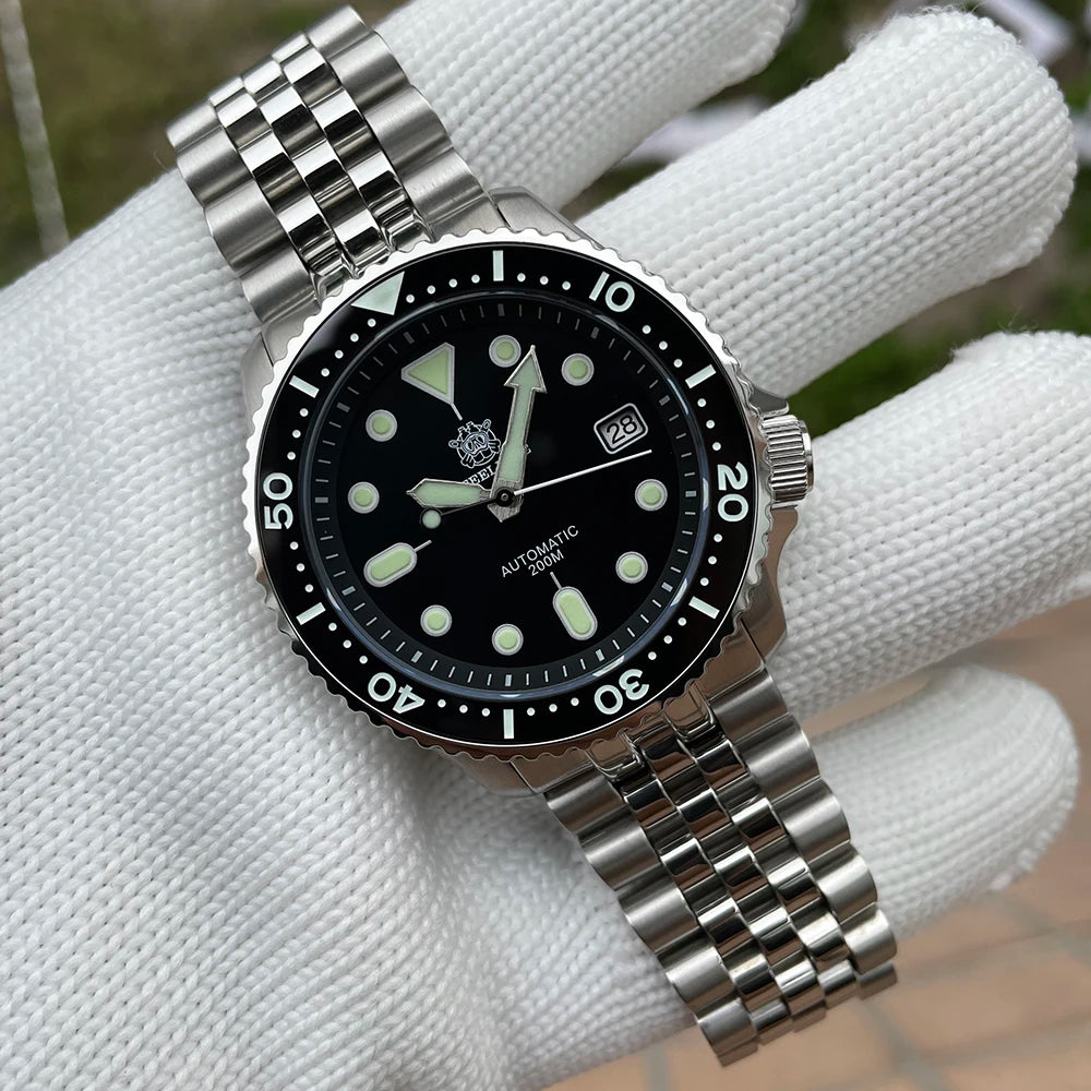 Mechanical Watch For Men STEELDIVE SD1973 Japan NH35 Automatic Movement Ceramic Bezel 200M Waterproof Classic Dive Small Abalone