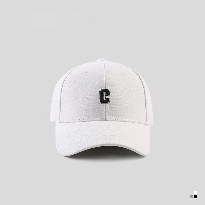 Hard-top C-bogstav baseballkasket til mænd og kvinder – koreansk version af den populære kasket med bred skygge, til store hoveder, med buet skygge