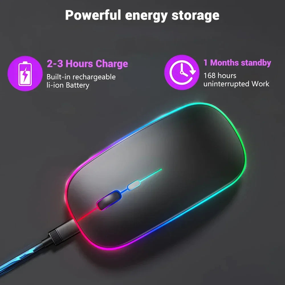 Ladattava langaton hiiri kahdella yhteystilalla, Bluetooth-yhteensopiva 2.4G USB -tietokonehiiri kannettavalle, iPadille, tabletille ja pelikäyttöön