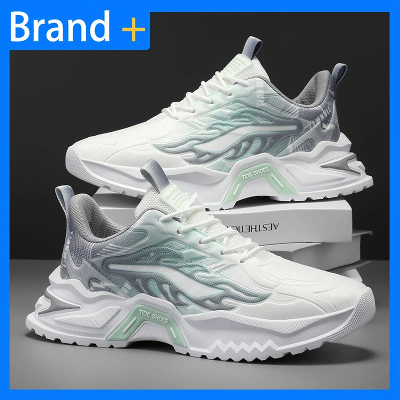 Herren-Sportschuhe, modische Schnürschuhe, vielseitig, rutschfest, mit dicker Sohle, bequeme Freizeit-Laufschuhe für Teenager und Herren, für den täglichen Gebrauch