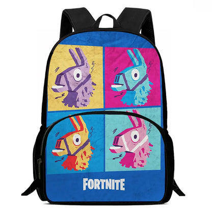 15 Inch Fortnite Cartoon Backpack Unisex for Boys Girls with Front Pocket Lightweight Student School Bookbag Large Capacity