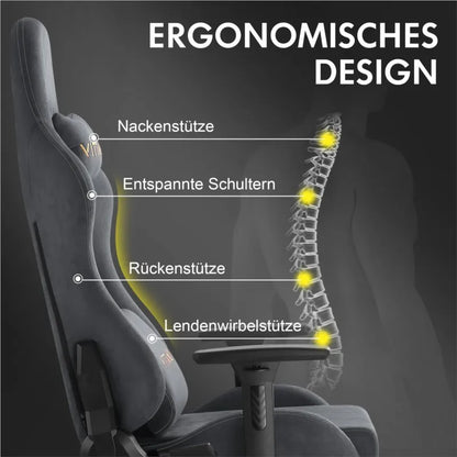 Kitinjoy Natural Suede Gaming Chair High Back Ergonomic Computer Chair with Footrest, Reclining Office Chair, Adjustable Swivel Gaming Seat