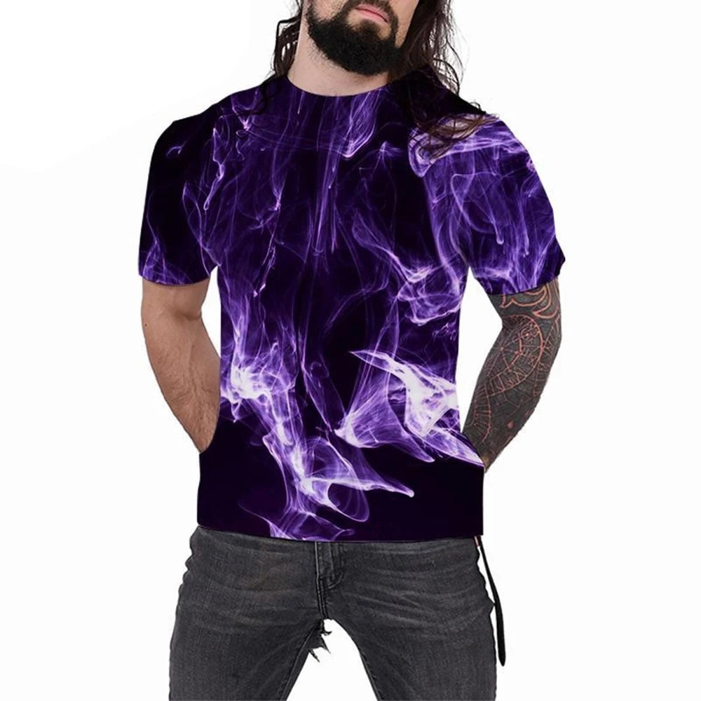 Summer Cool Men's Women's Fashion Casual T-Shirt 3D Printing Multicolor Flame Short Sleeve T-Shirt 100-6XL