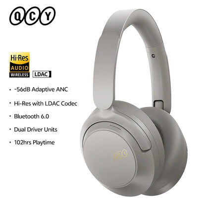 QCY H3S ANC Over-Ear Headphones Bluetooth 6.0 – Hi-Res LDAC Spatial Audio, -56dB Adaptive Noise Cancelling Wireless Headset