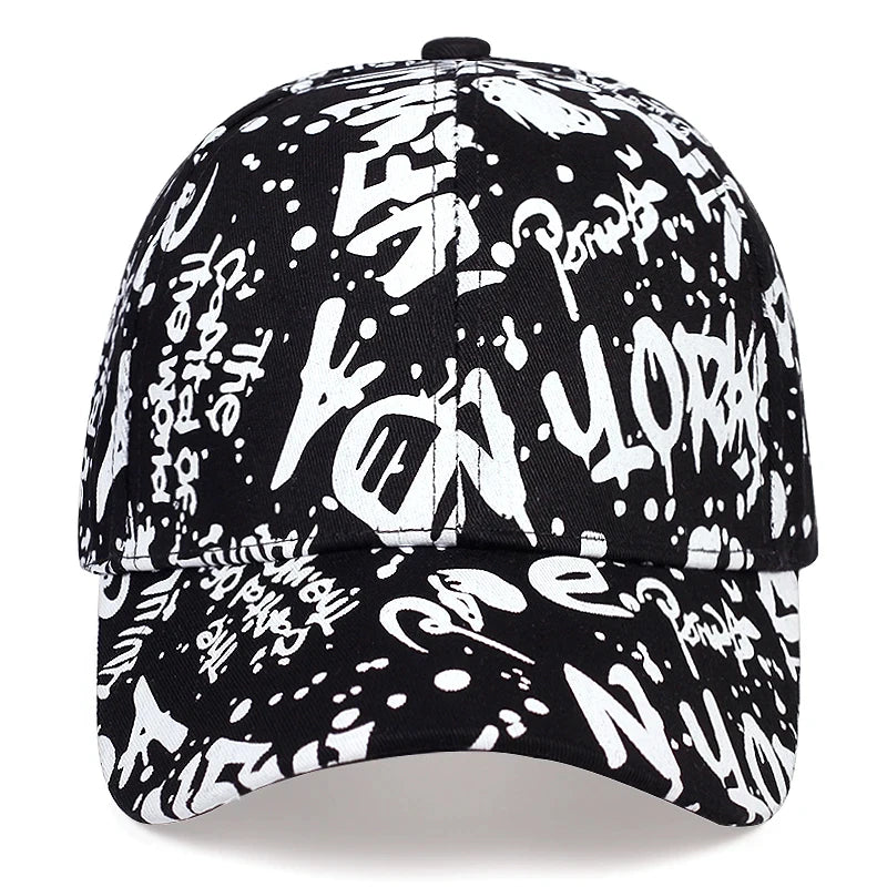 Unisex Letter Graffiti Print Baseball Caps Spring Autumn Outdoor Adjustable Casual Hats Sunscreen Hat