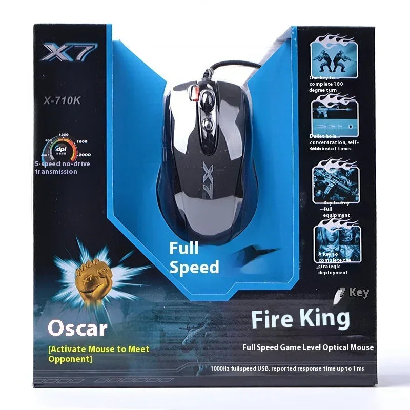 A4TECH Bloody X7-710K Wired Gaming Mouse 2000 DPI USB Gamer Mouse with Macro Programming for PC, Laptop & Esports