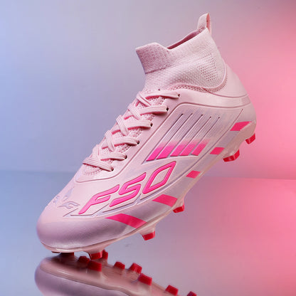 Nouvelles chaussures de football professionnelles pour hommes TF/FG, chaussures de football pour garçons, chaussures de sport unisexes à cheville haute, antidérapantes, confortables