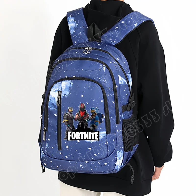 Mochila Fortnite Céu Estrelado de Grande Capacidade, Impermeável, com Compartimento para Portátil e Estampado de Personagem do Jogo, para Estudantes, Rapazes e Raparigas, Regresso às Aulas