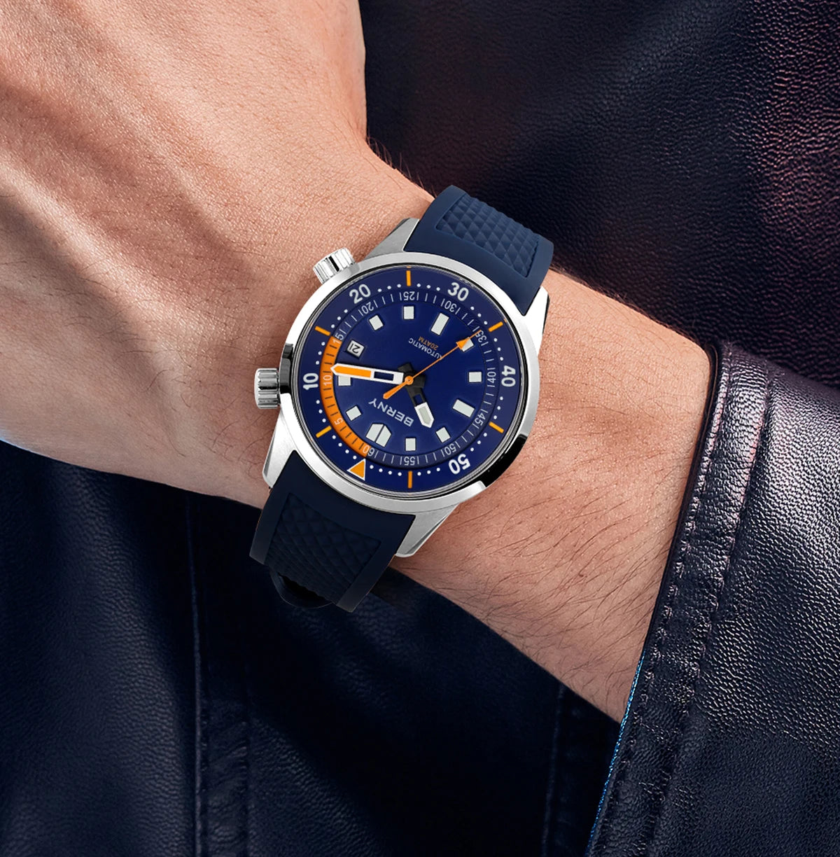 BERNY Men's Dive Watches 200M Waterproof Super Luminous Automatic Mechanical Diver Watch 42mm Sapphire Swim Diving Wristwatch
