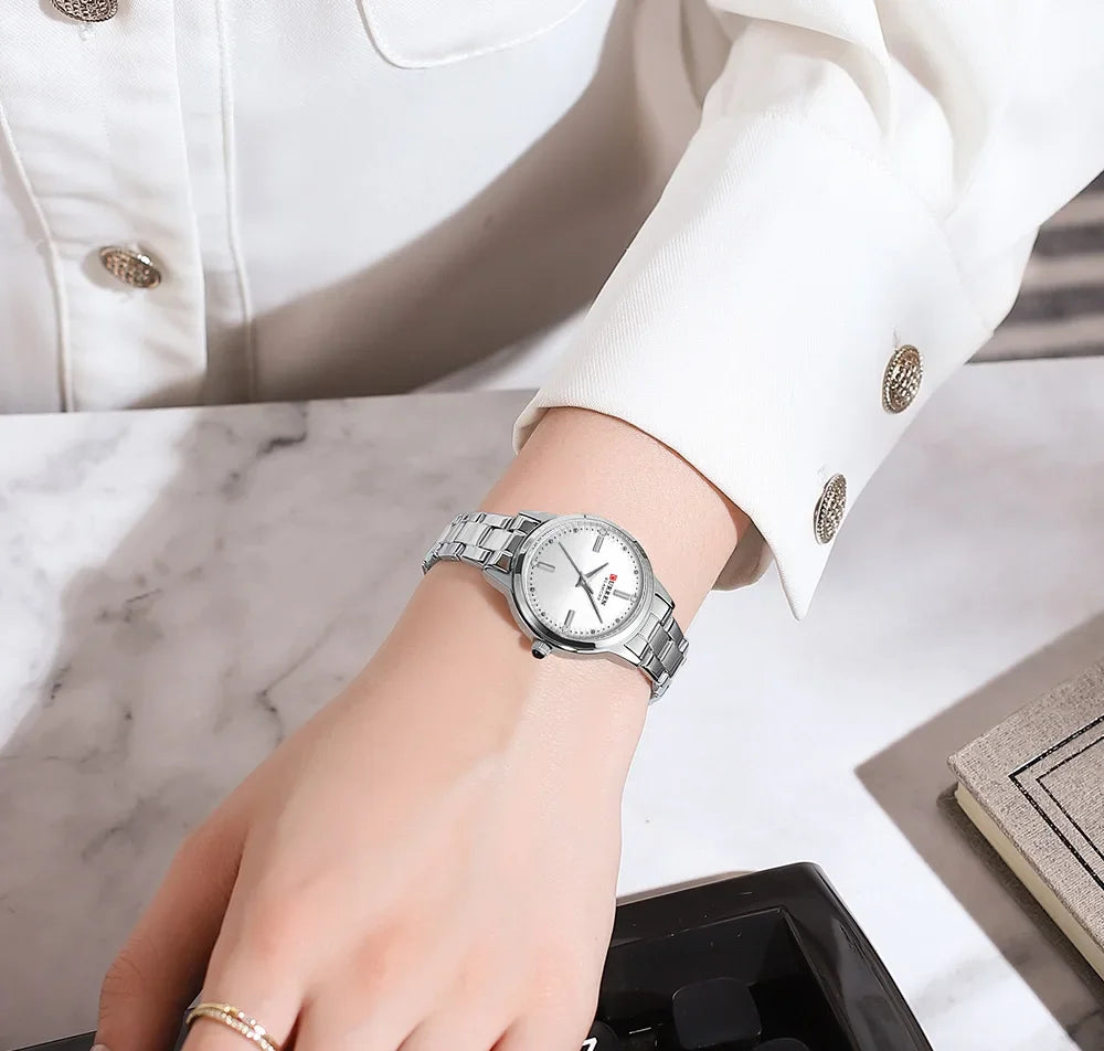 CURREN Women's Watches Fashion Original Quartz Wrist Watch for Ladies Roman Dial Dazzling Diamond Waterproof Luminous Luxury New