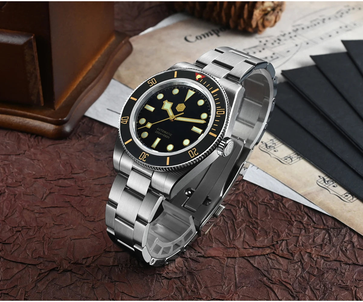 San Martin 40mm NH35 Automatic Men Diving Watch 20ATM Waterproof BB58 Sapphire Wristwatch BGW-9 C3 Luminous Reloj SN0008C/D