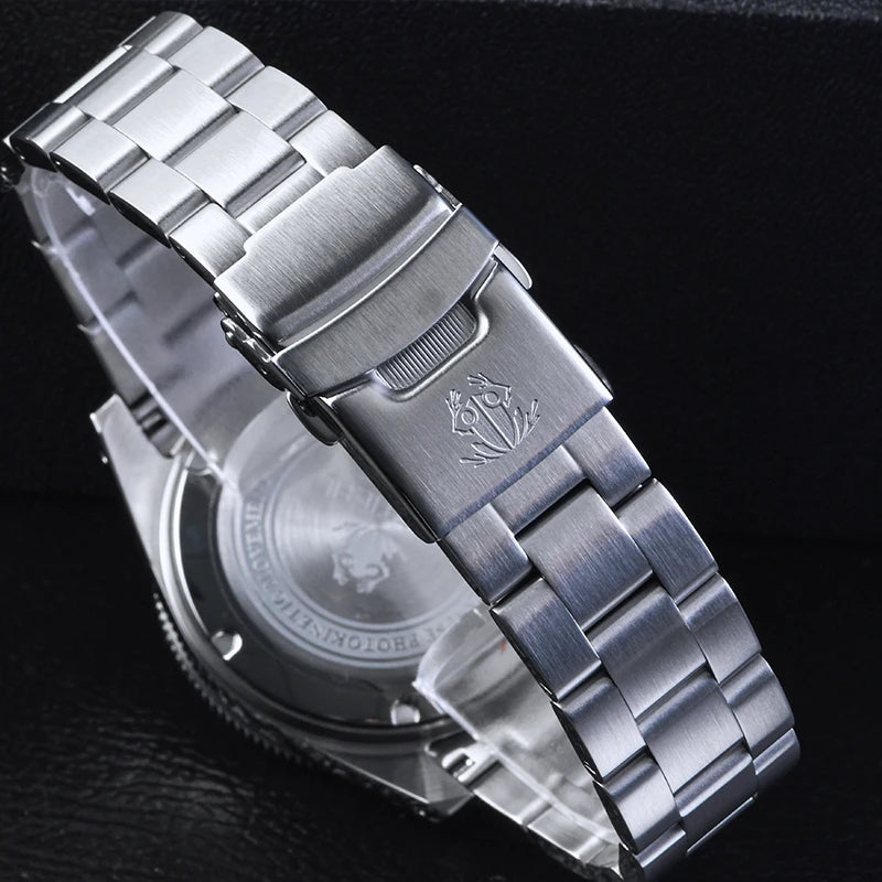 Tactical Frog V2 Solar Chronograph Men Watch Sapphire Crystal Mirror Ceramic Bezel VS75A Eco-Drive Quartz 20Bar Waterproof Watch