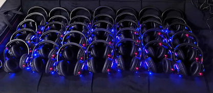 Professional Led Flashing Light Silent Disco Wireless Headphones- RF Wireless Headset for Quiet Party DJ Clubbing Party