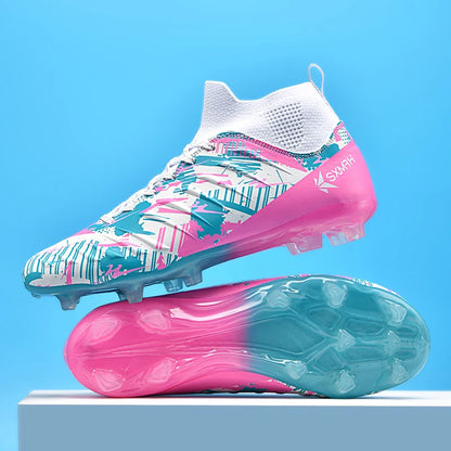 Genuine Double Star Men's High-Top AG Long Stud Football Boots, Professional Match & Training Shoes for Teenagers and Adults