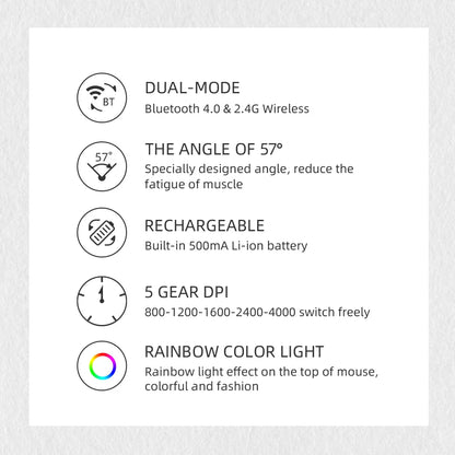 Delux Ergonomic Vertical Mouse Rechargeable Wireless Bluetooth RGB Mouse, 4000 DPI Silent Ergonomic Vertical Mouse for Laptop, PC & Gaming