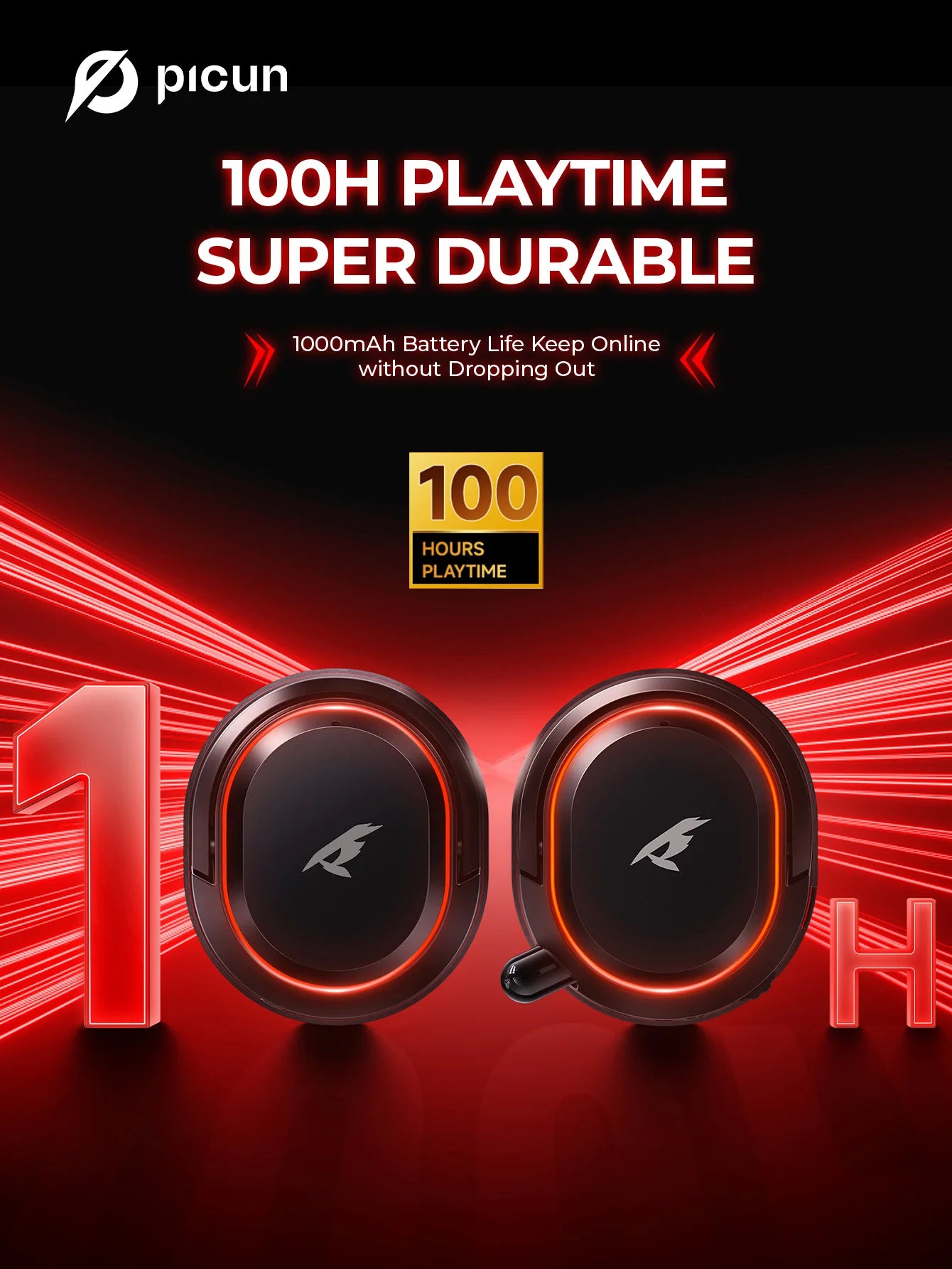 Picun G2 Wireless Gaming Headset Bluetooth 5.3 – 7.1 Surround Sound, ENC Microphone, 100H Battery, Low Latency Headphones for PC, PS5, PS4, Switch & Mobile
