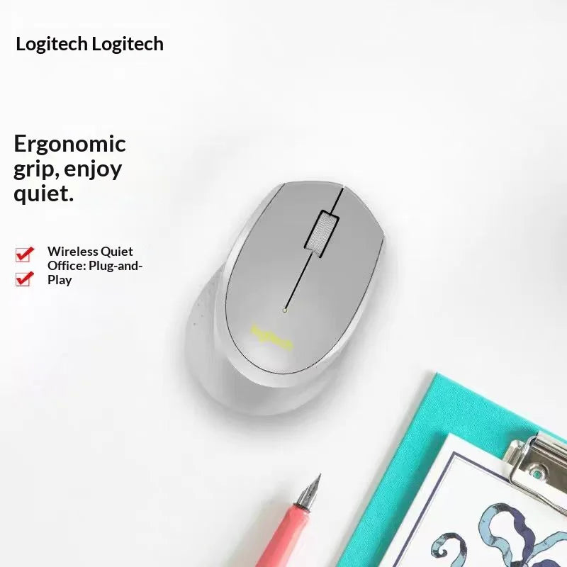 Logitech M330 Professional Office Mouse, Quiet Wireless Ergonomic Mouse, 2.4GHz USB Optical Mouse for Laptop, PC & Desktop