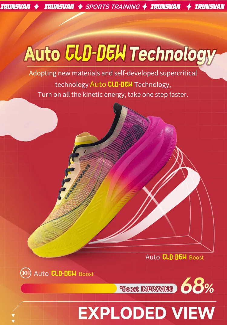 Scarpe da maratona IRUNSVAN con soletta in carbonio: scarpe sportive professionali, stabili, con supporto, assorbimento degli urti, ultraleggere e con ottimo rimbalzo