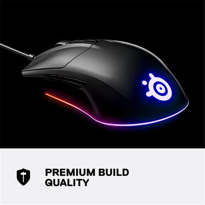 SteelSeries Rival 3 Gaming Mouse with TrueMove Core Optical Sensor, 8,500 CPI, 6 Programmable Buttons, Prism RGB Wired Gaming Mouse